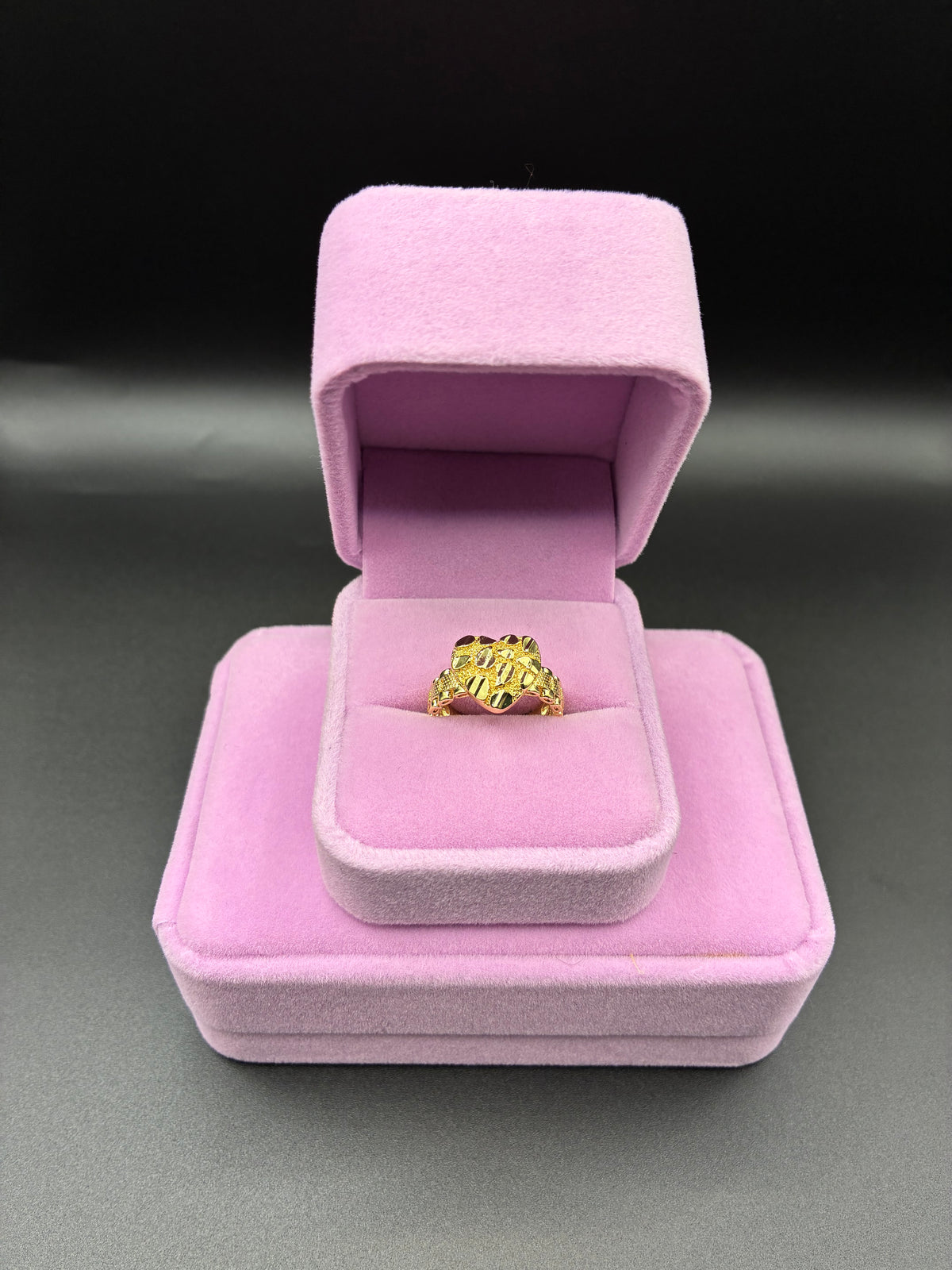 Women Nugget Rolex Heart 14k Gold Plated Ring