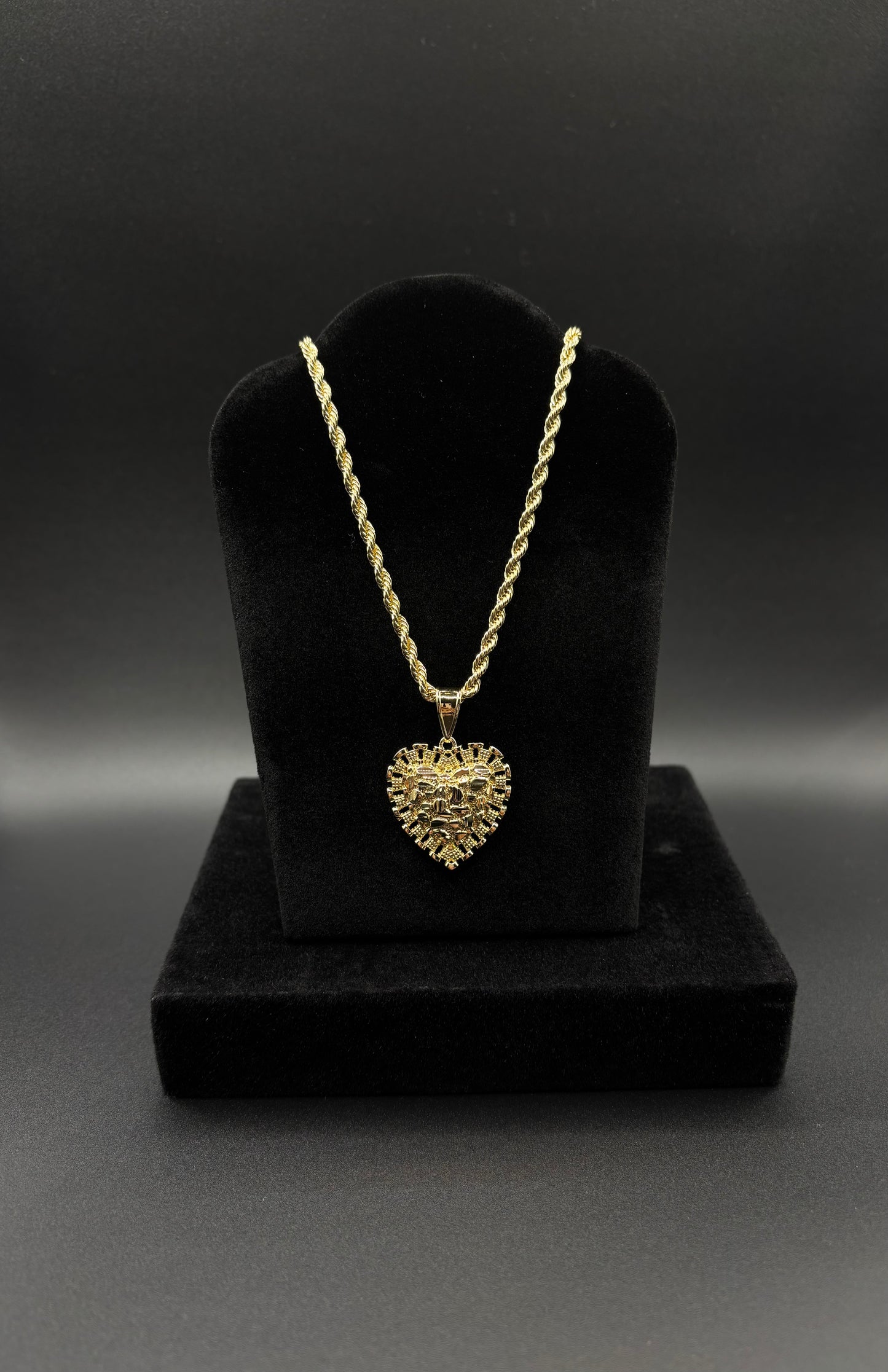 Women Nugget Heart Rolex Pendant & Chain 14k Gold Plated