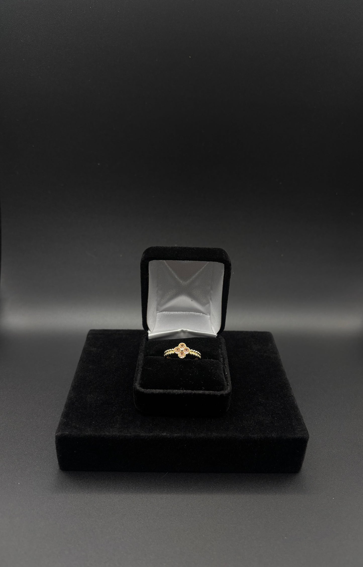 Women Pink Clover 14k Gold Plated Ring