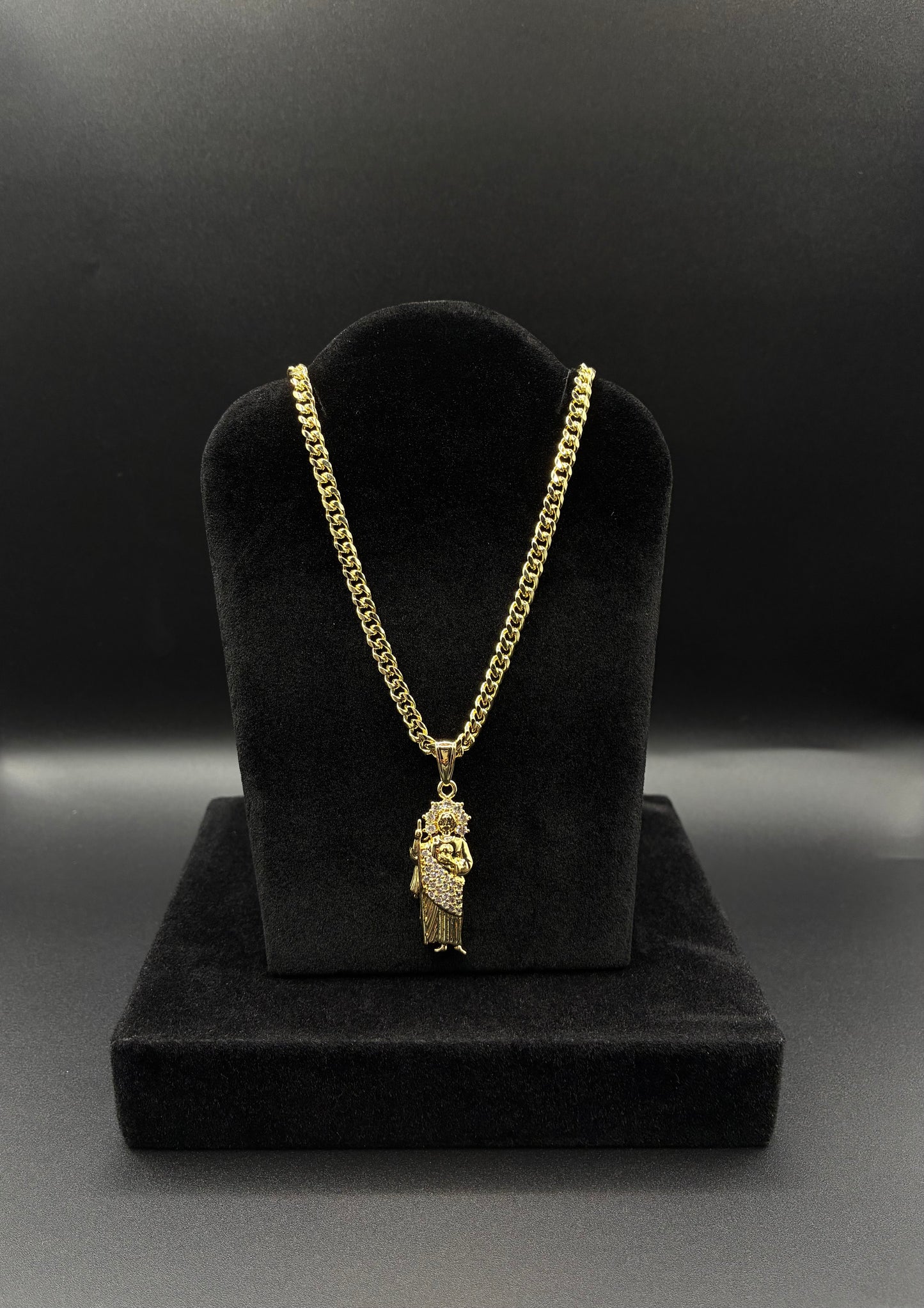 Men Miami Cuban san judas pendant and Chain 14k gold plated