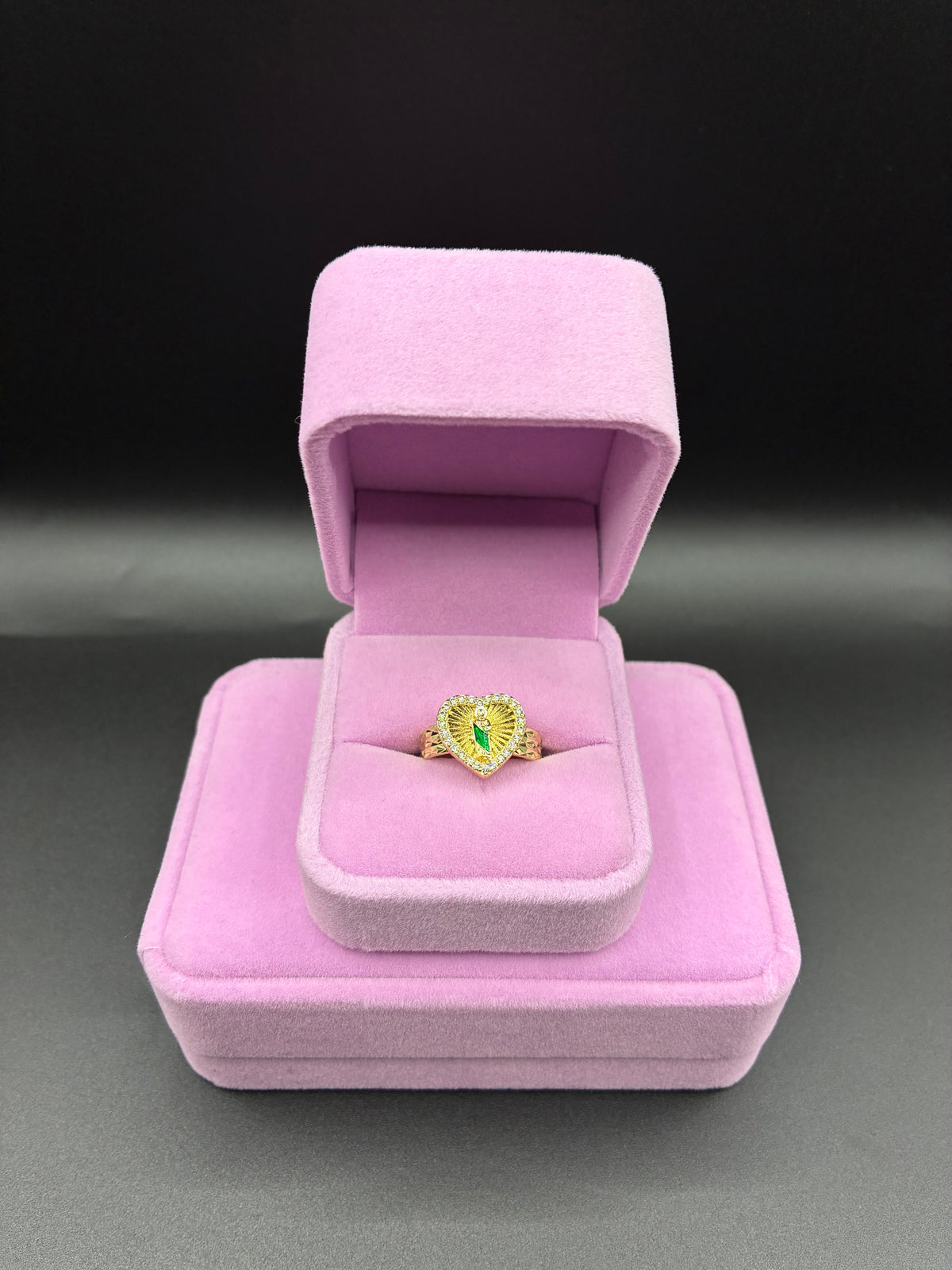 Women San Judas heart ring 14k gold plated