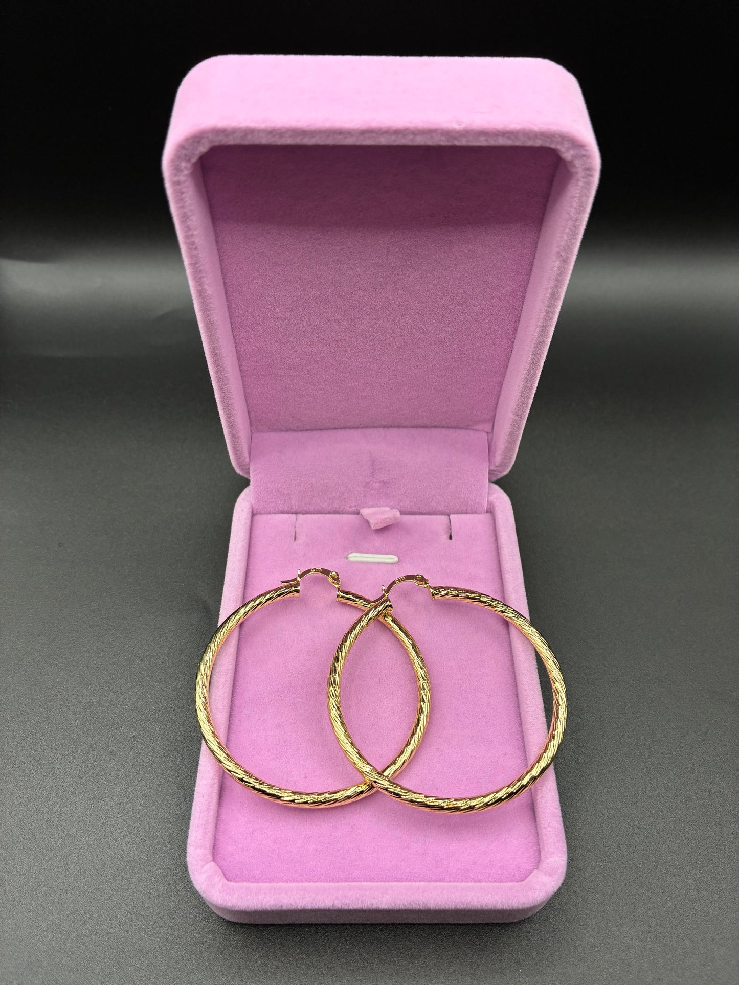 Women Diamond cut hoop earrings 14k gold plated