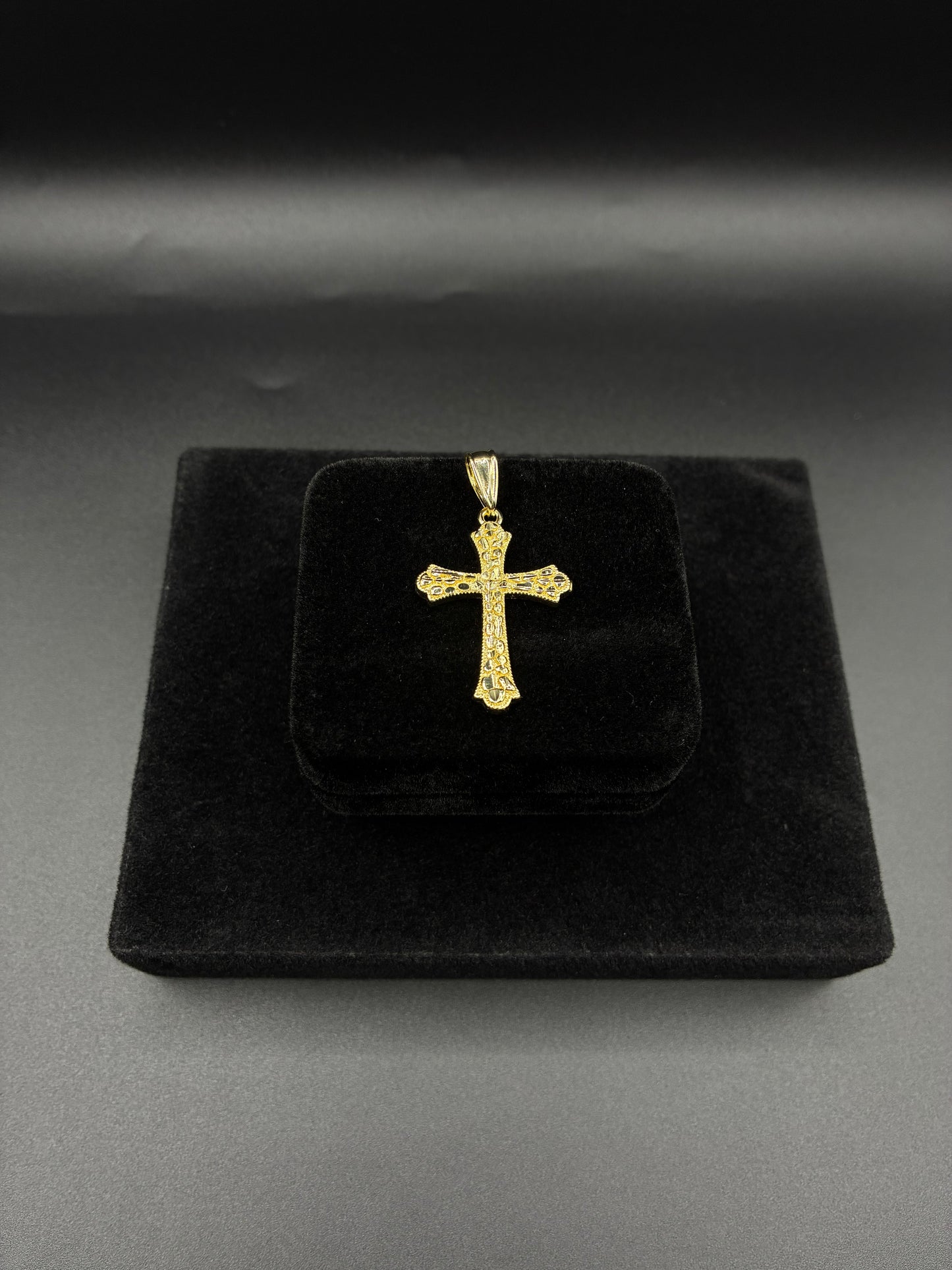 Men nugget cross pendant 14k gold plated