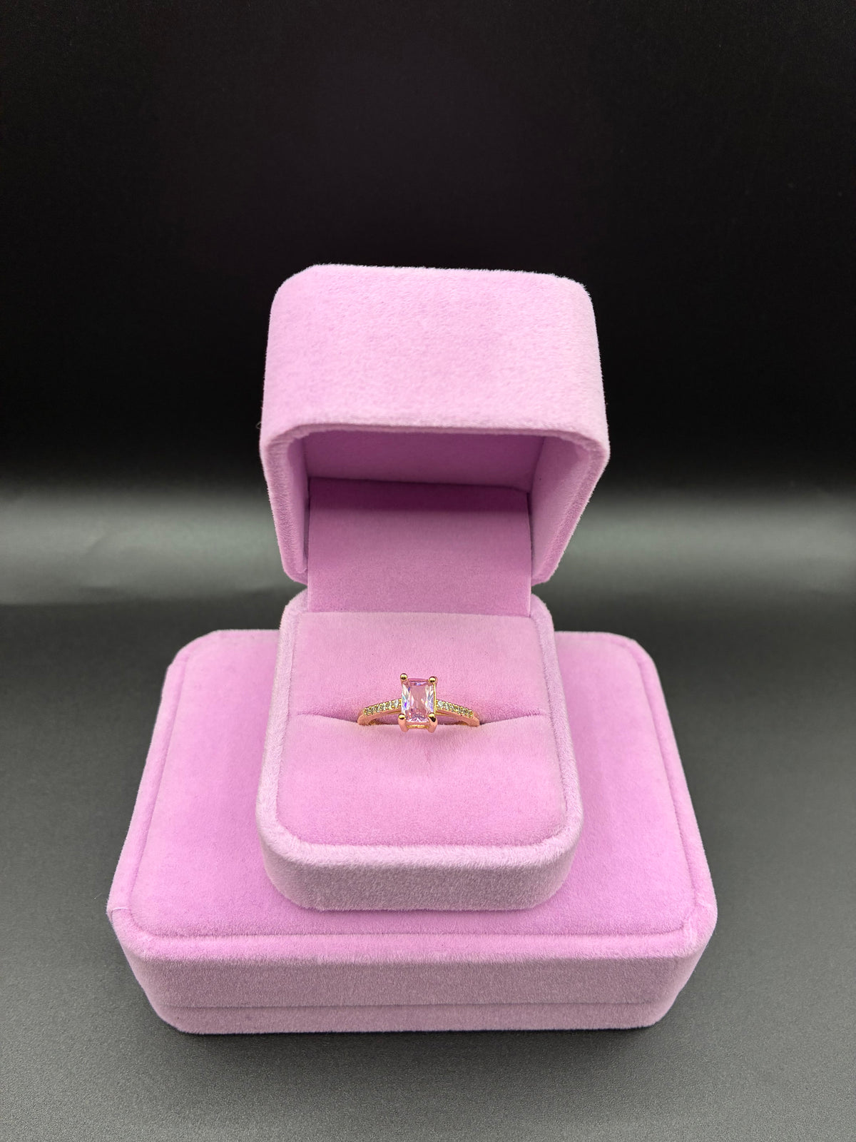 Women pink ring 14k gold plated