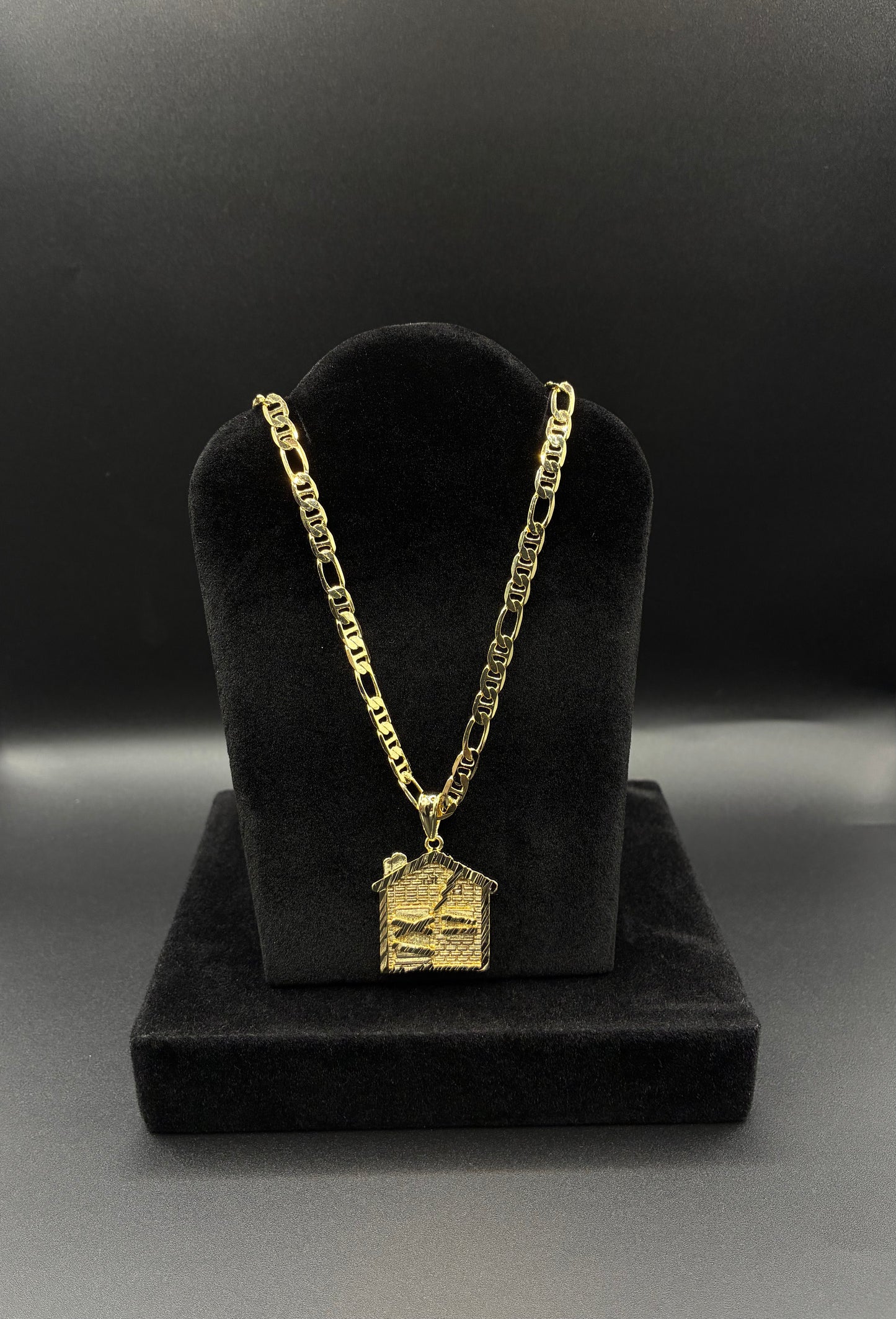 Men Trap house and chain 14k gold plated