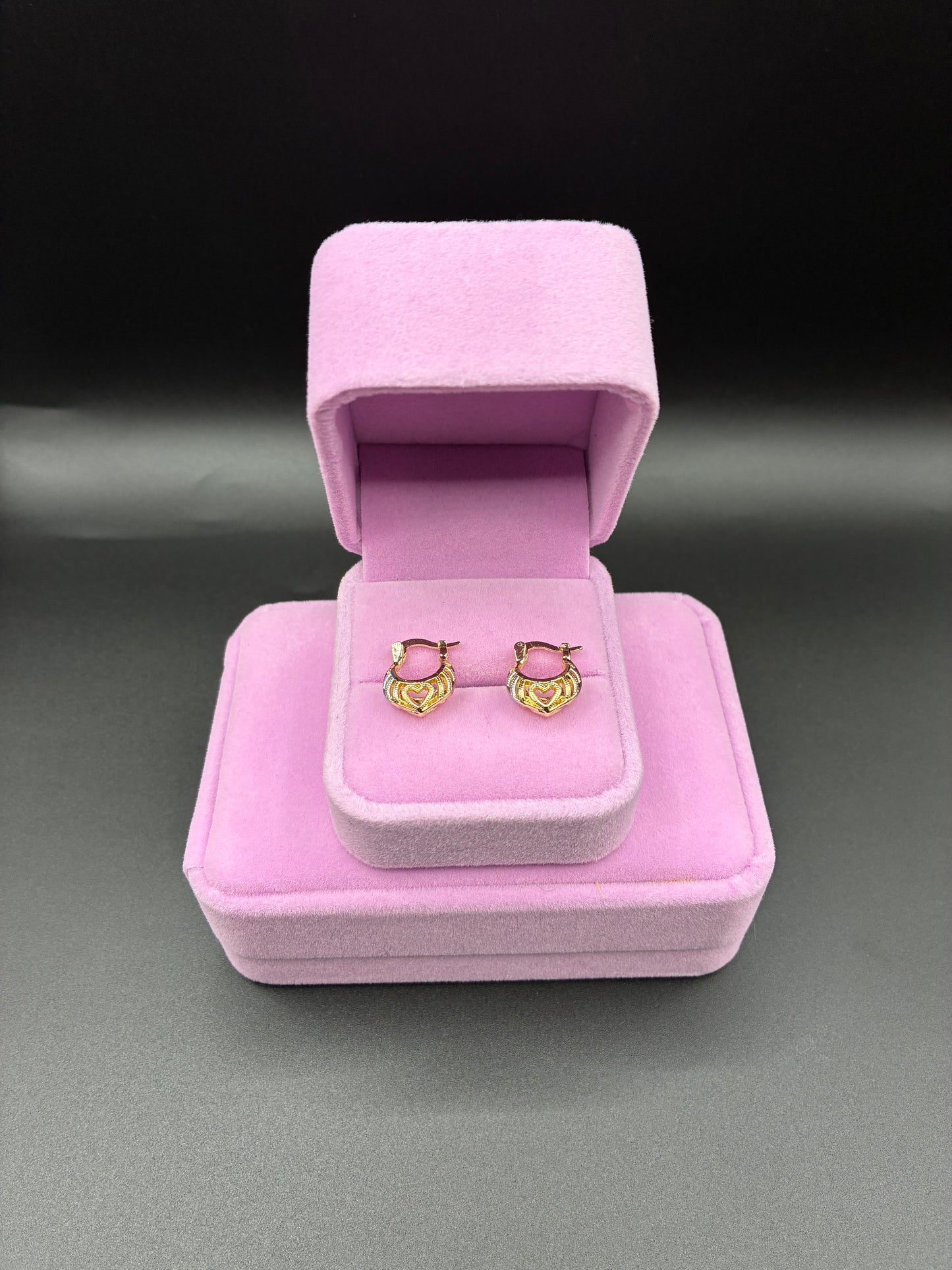 Women heart hoops 14k gold plated