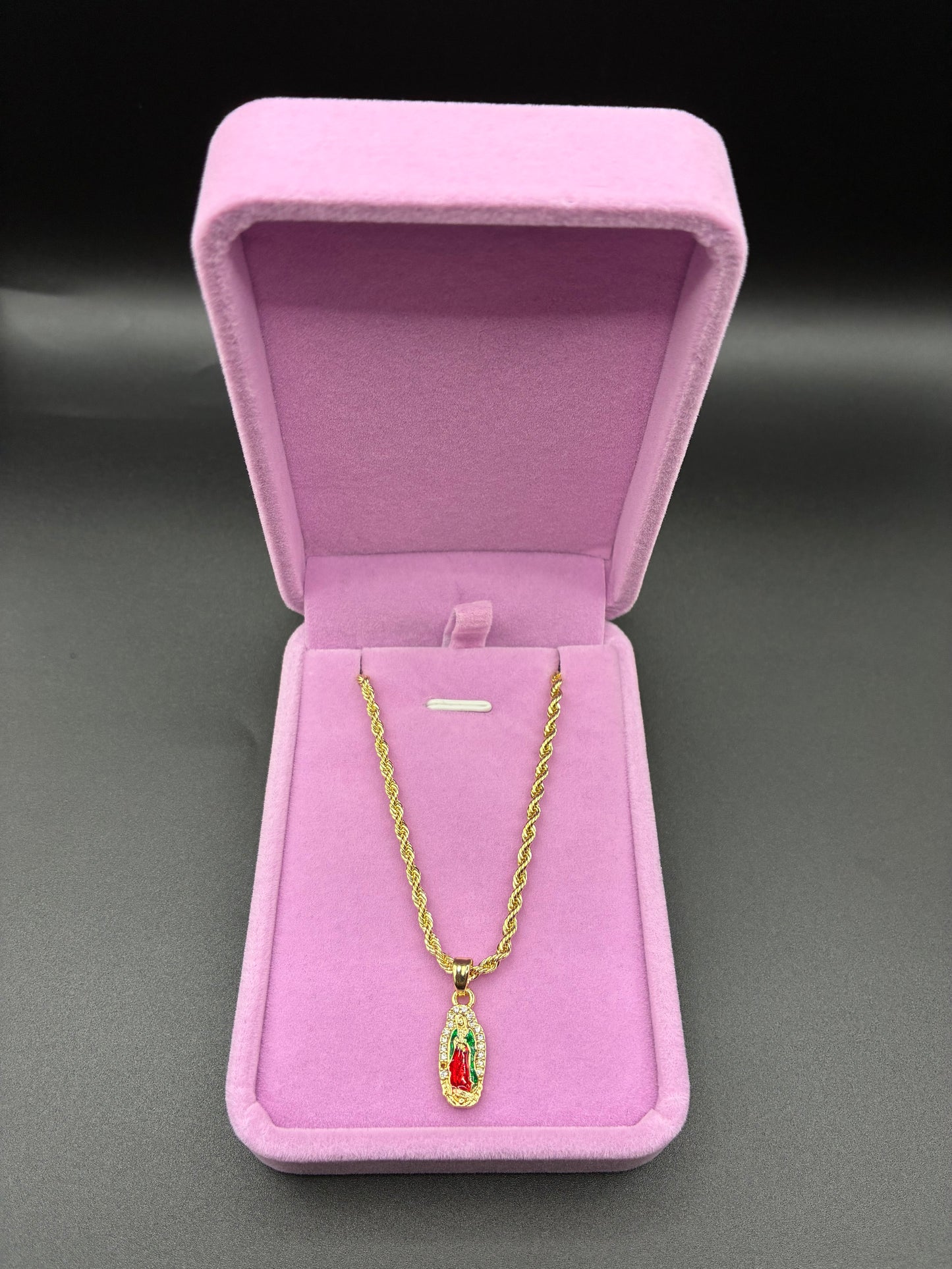 Women Virgin Mary pendant and chain 14k gold plated
