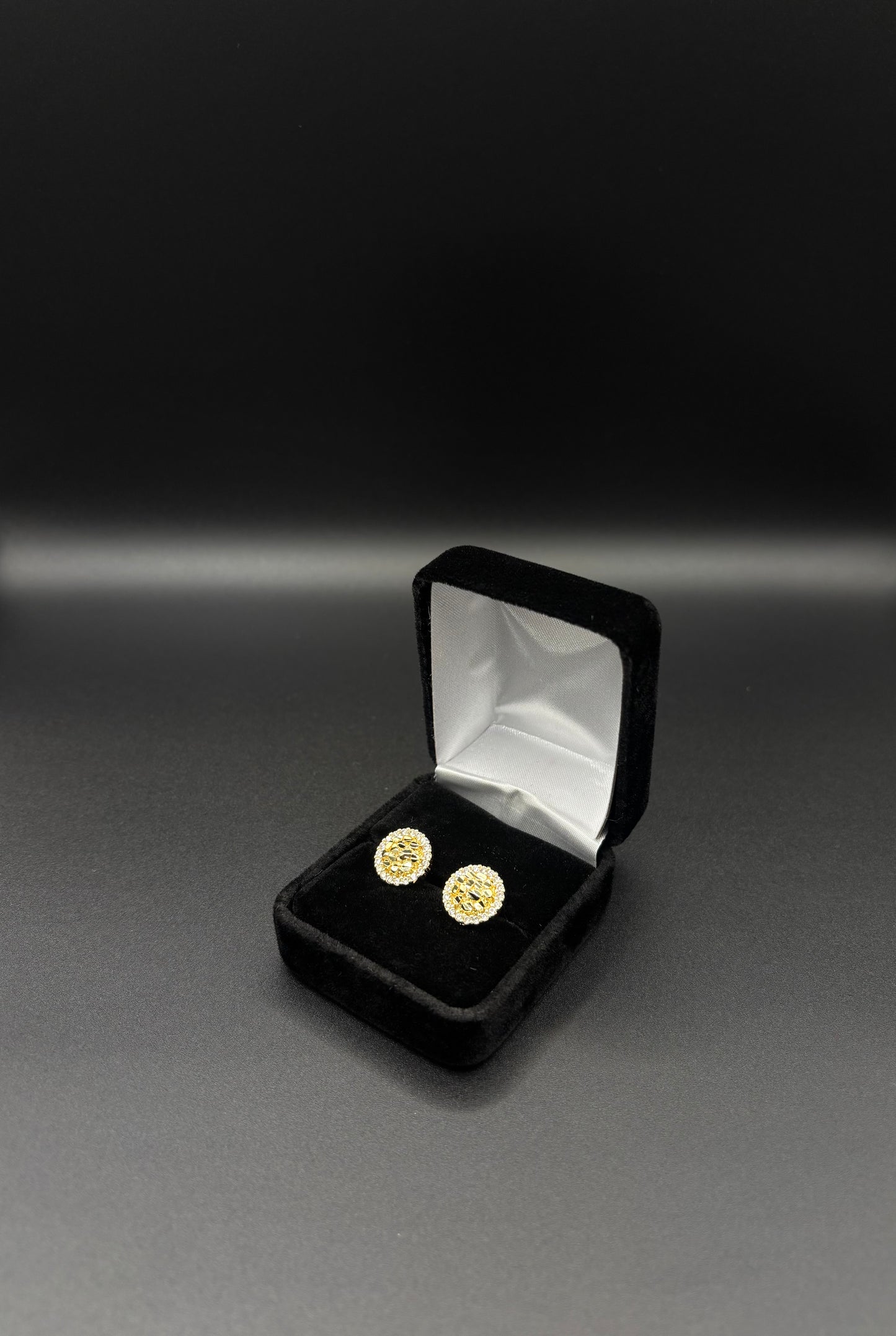 Men CZ Nugget Earring 14k Gold Plated