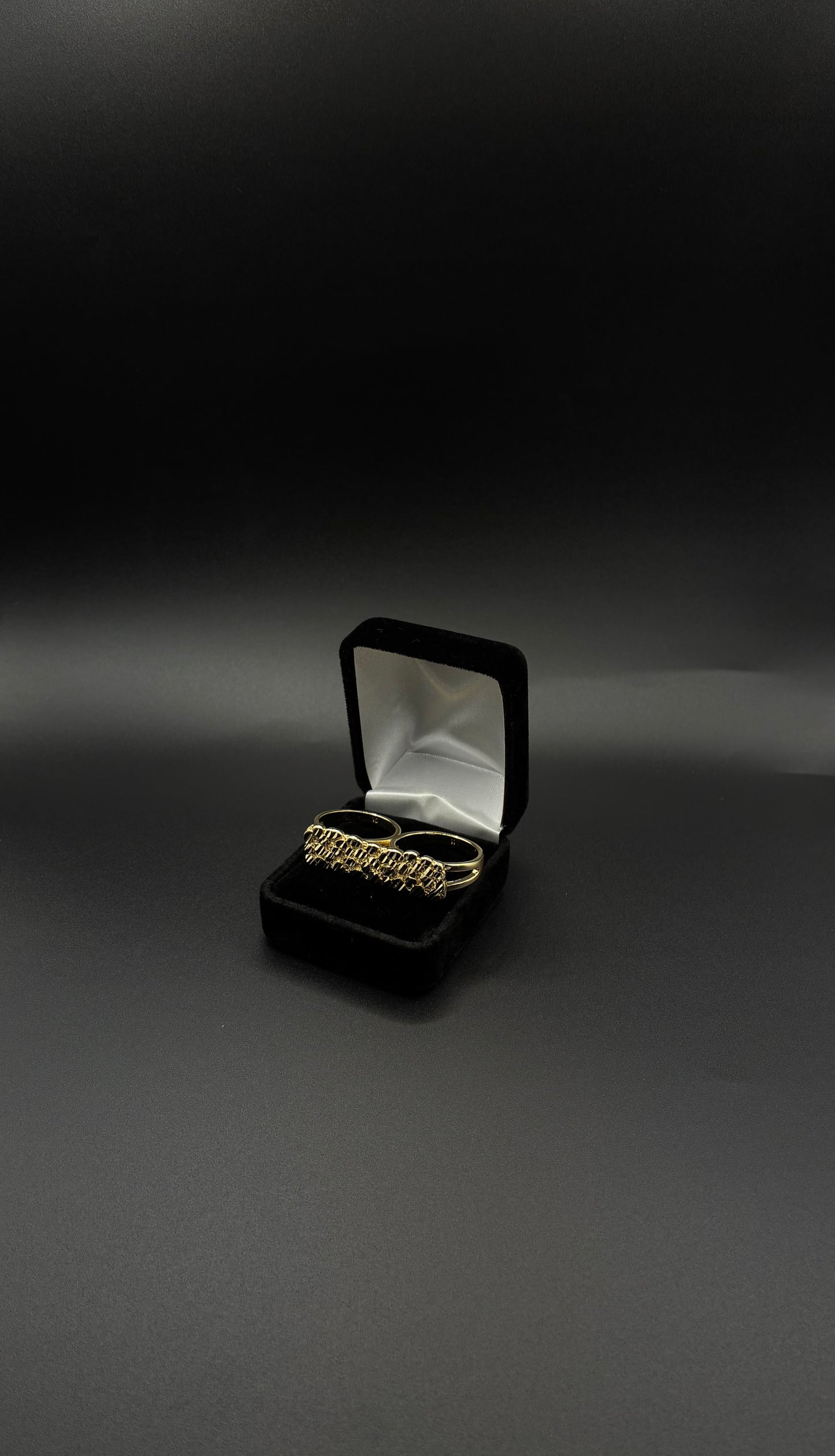 Men Nugget Double Finger Ring 14k Gold Plated