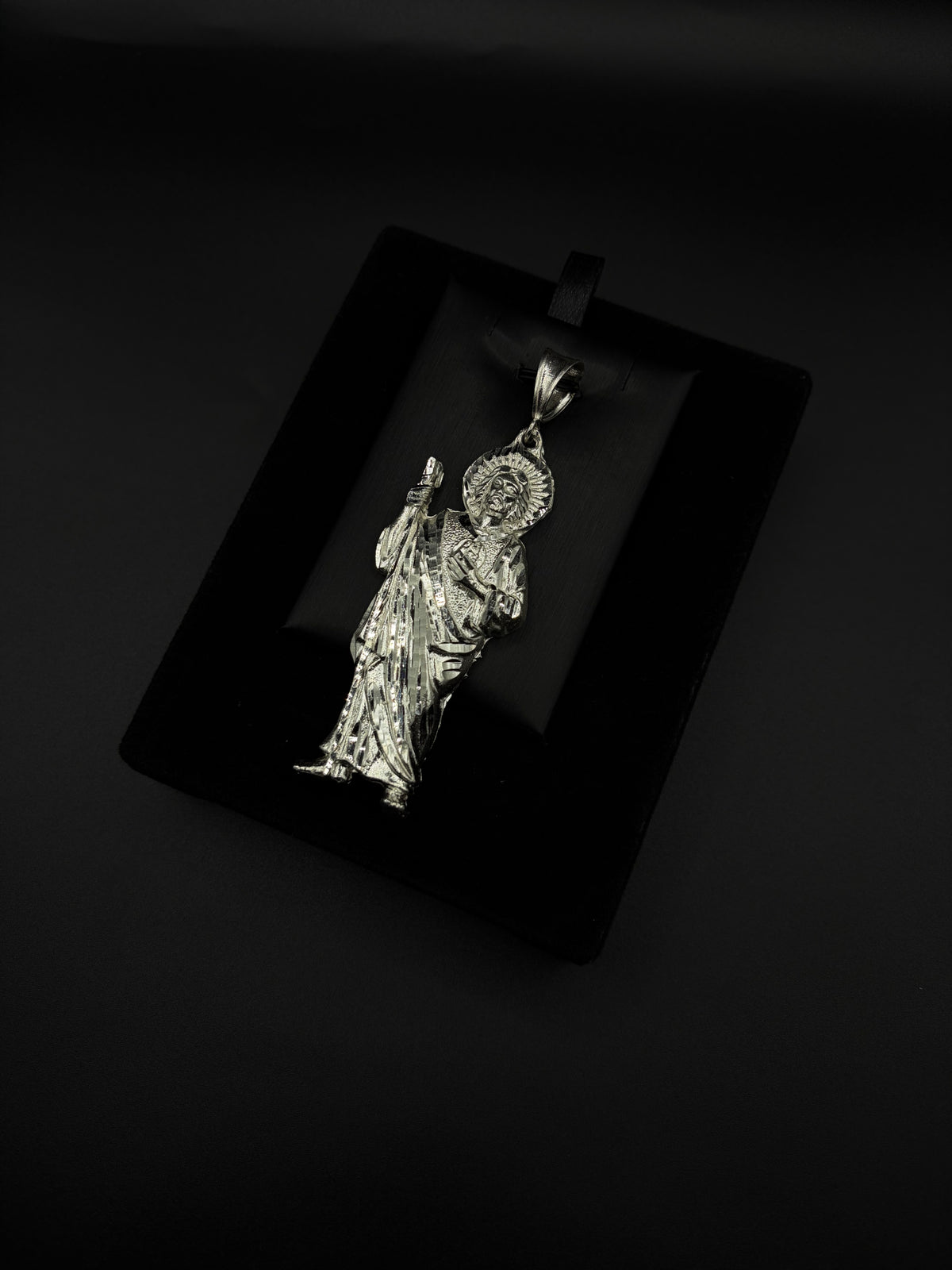 Men Large San Judas Pendant 925. Silver