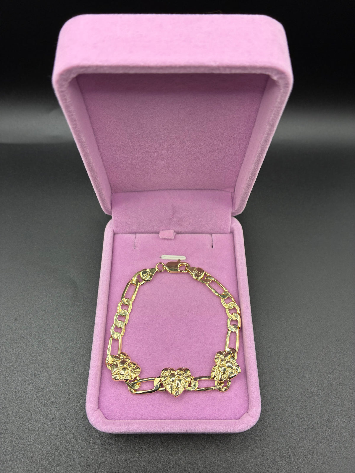 Women Nugget figaro bracelet 14k gold plated