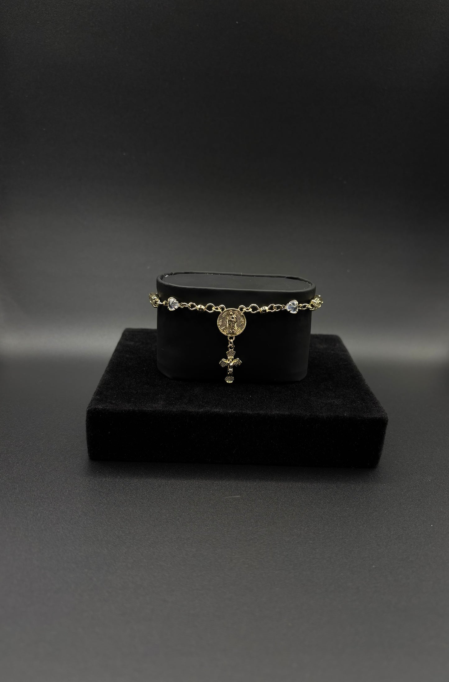 Women white Virgin Mary rosary bracelet
