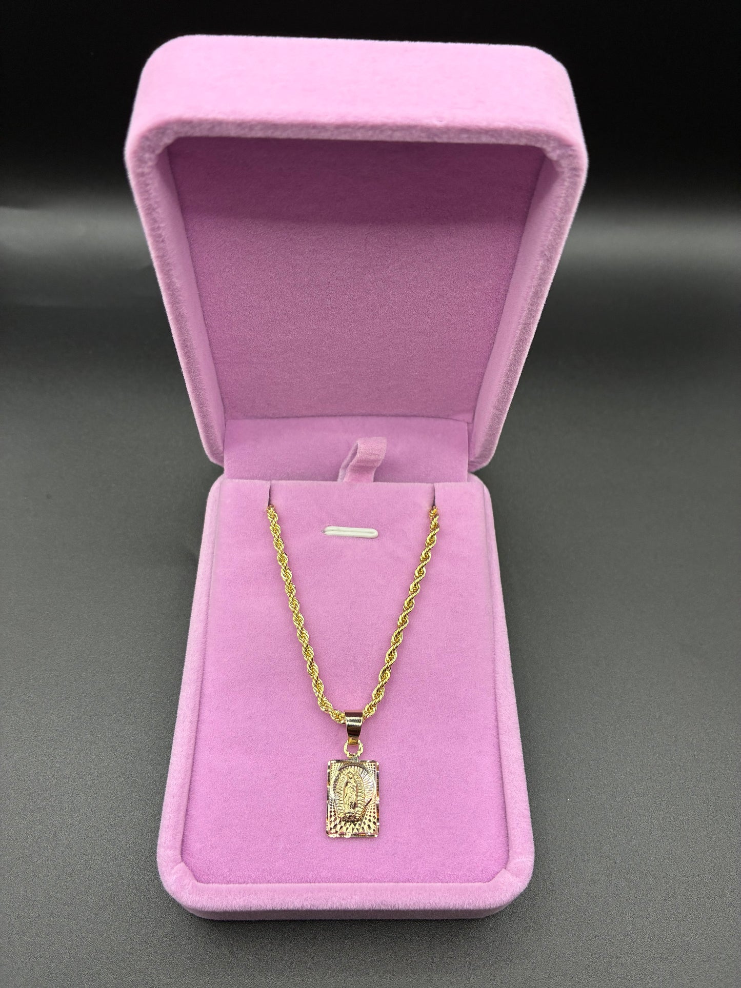 Women Virgin Mary pendant and chain 14k gold plated