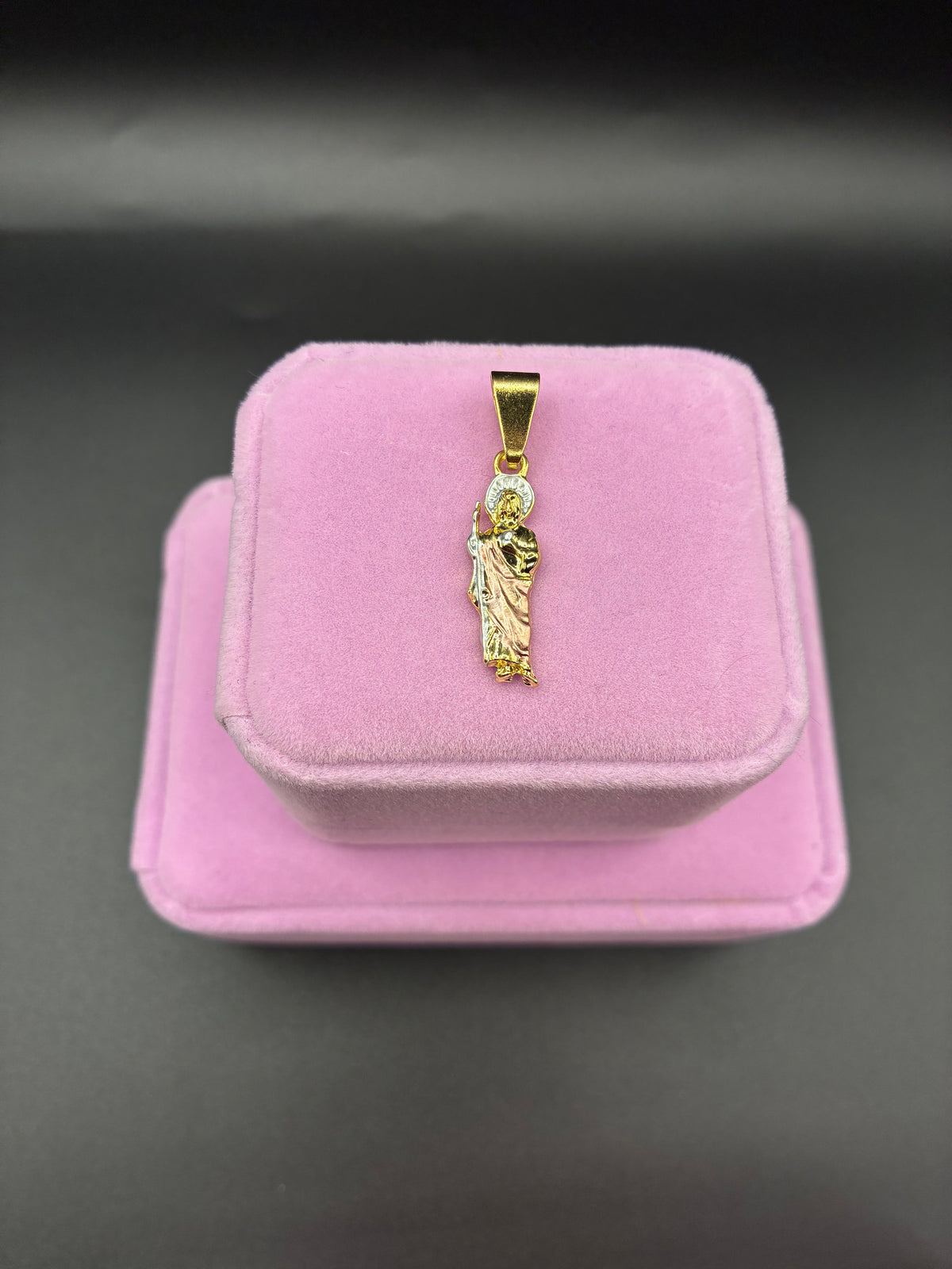 Women pink San Judas pendant 14k gold plated