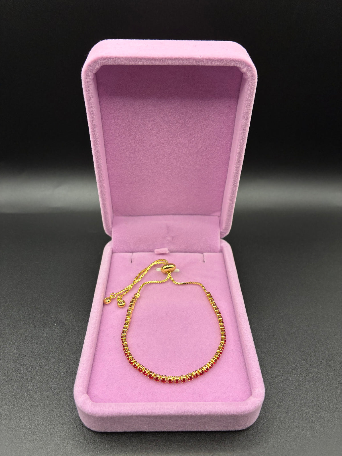 Women red tennis bracelet 14k gold plated