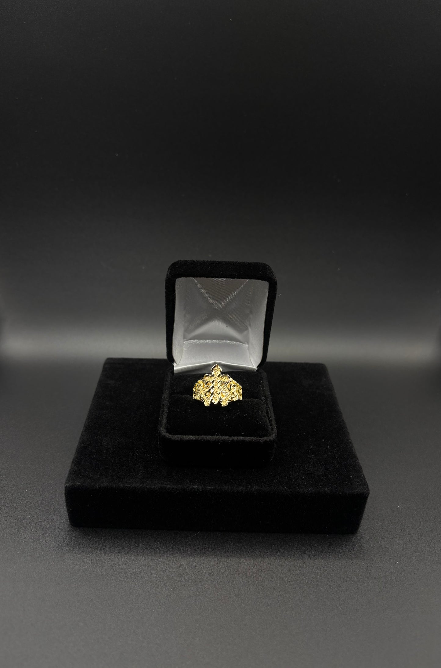 Women Nugget Cross 14k Gold Plated Ring