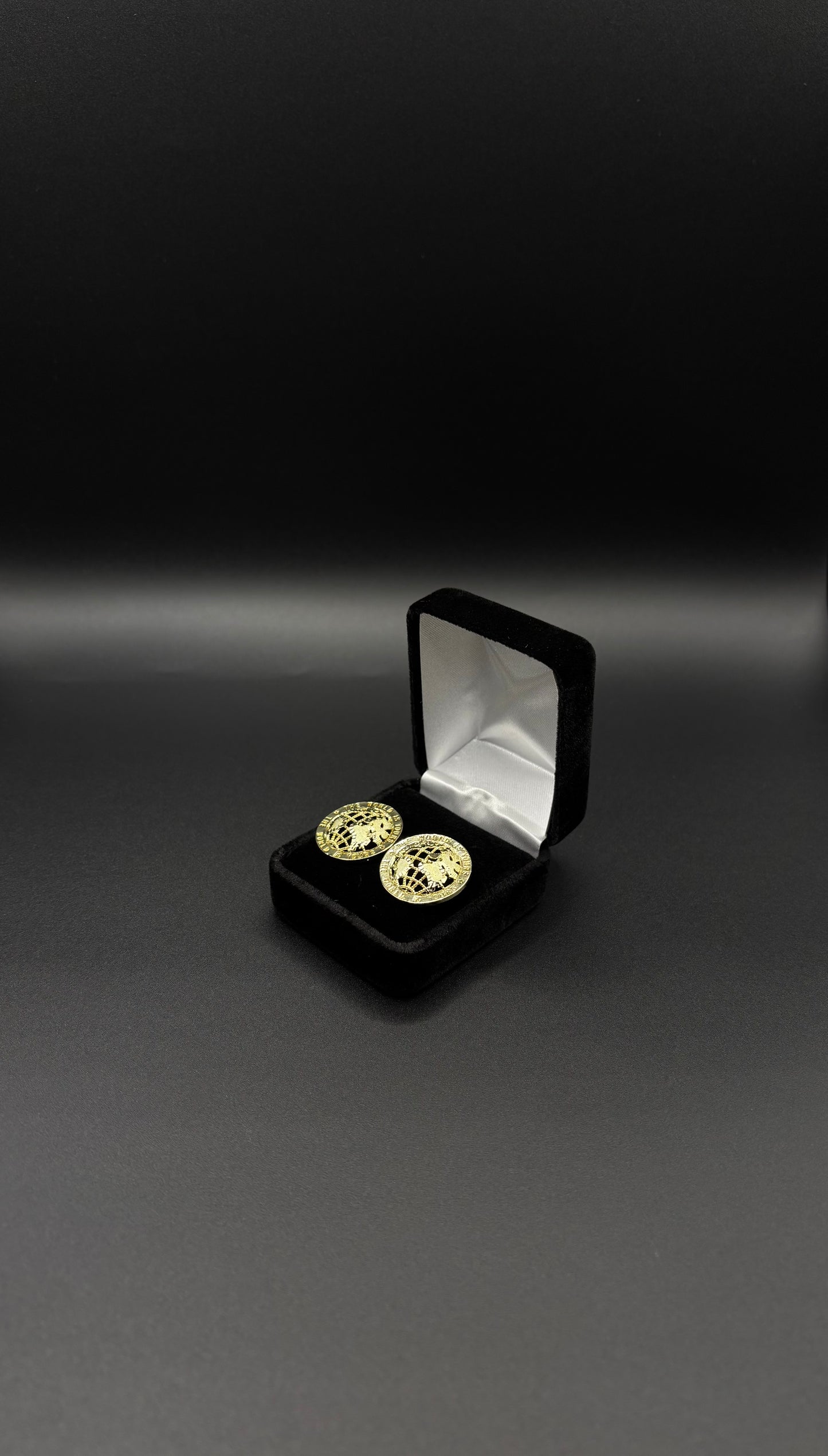 Men The World Is Yours Earrings 14k Gold Plated