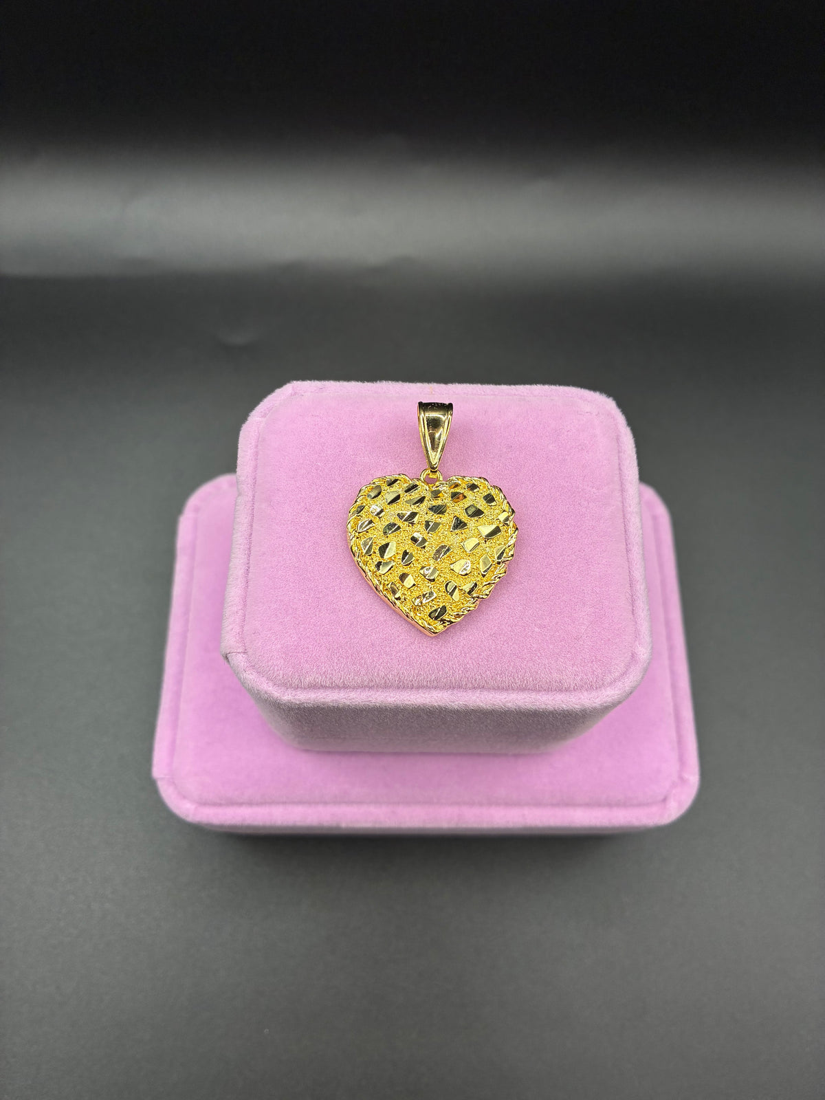 Women Nugget heart pendant 14k gold plated