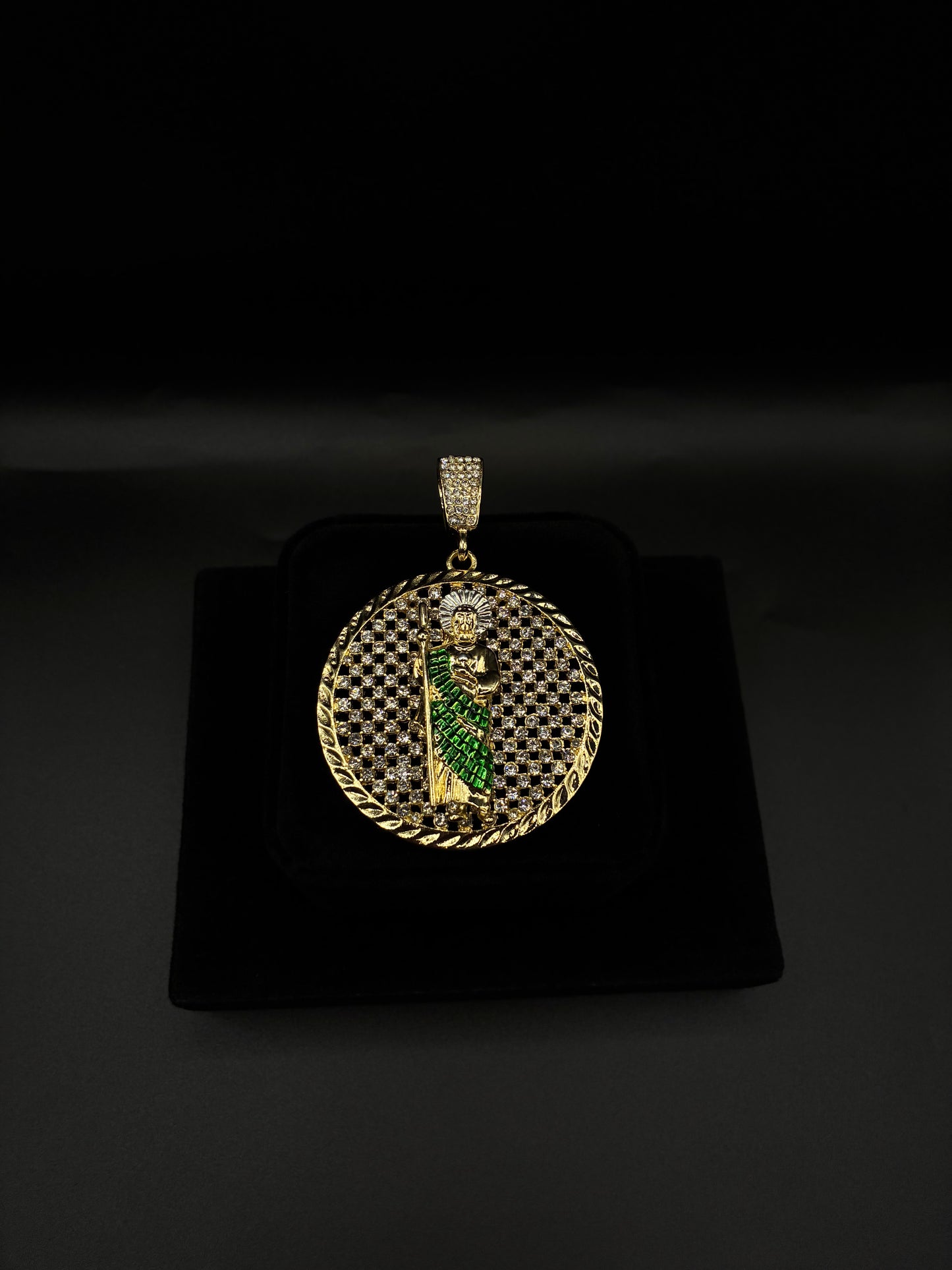Men Cz San Judas Pendant 14k Gold Plated