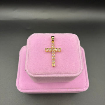 Women pink cross pendant 14k gold plated