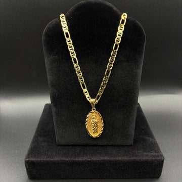 Men San Judas pendant and chain 14k gold plated