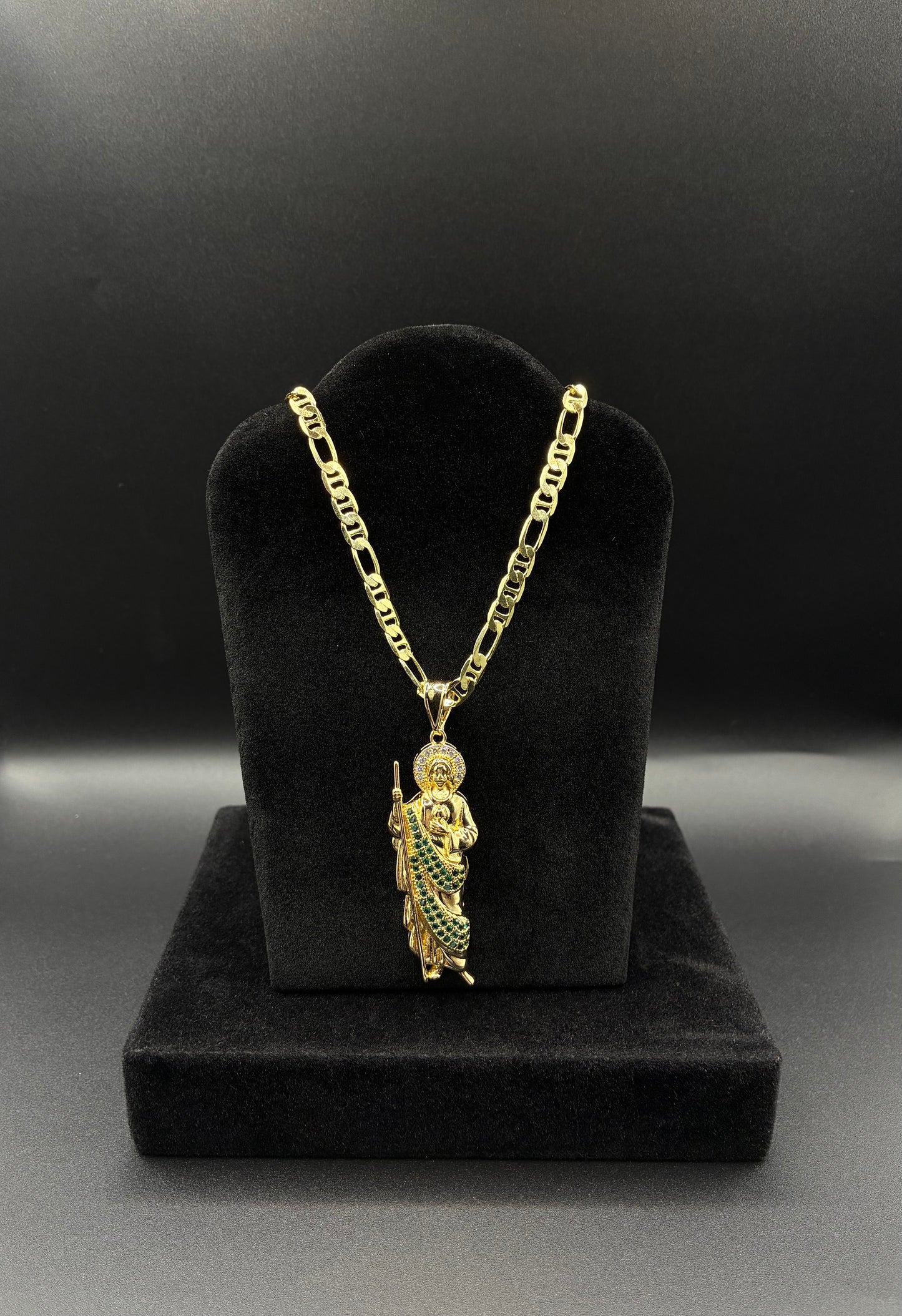 Men San Judas pendant and chain 14k gold plated