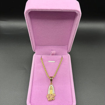Women Virgin Mary pendant and heart 14k gold plated