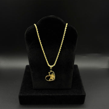 Women BB pendant and chain 14k gold plated