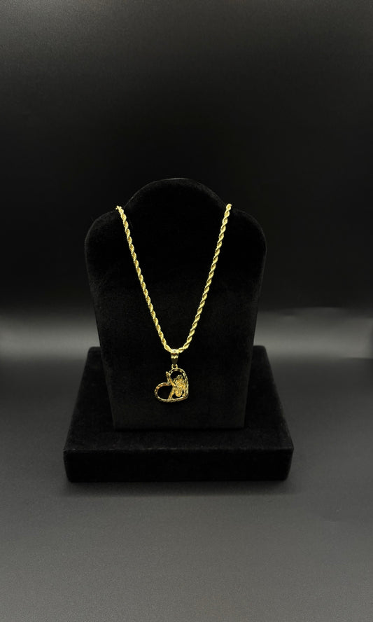 Women BB pendant and chain 14k gold plated