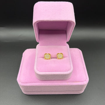 Women pink clover earrings 14k gold plated