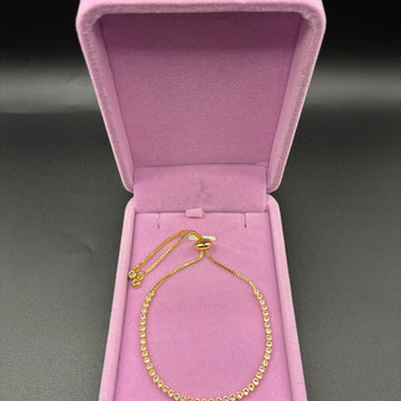 Women pink tennis bracelet 14k gold plated