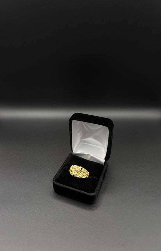 Men San Judas Nugget Ring 14k Gold Plated