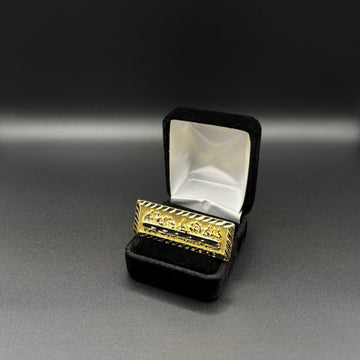 Men Última Cena Diamond Cut Double Finger Ring 14k Gold Plated Ring
