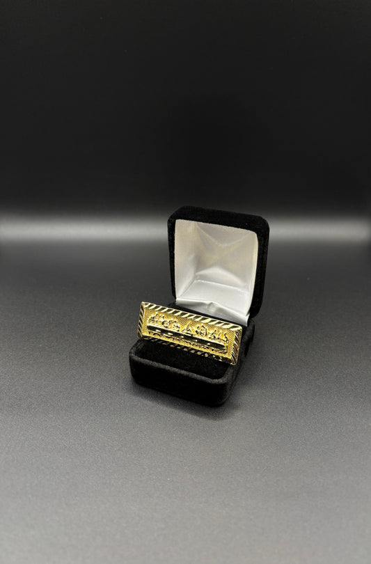 Men Última Cena Diamond Cut Double Finger Ring 14k Gold Plated Ring