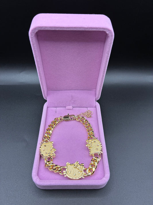 Women HK cuban bracelet 14k gold plated
