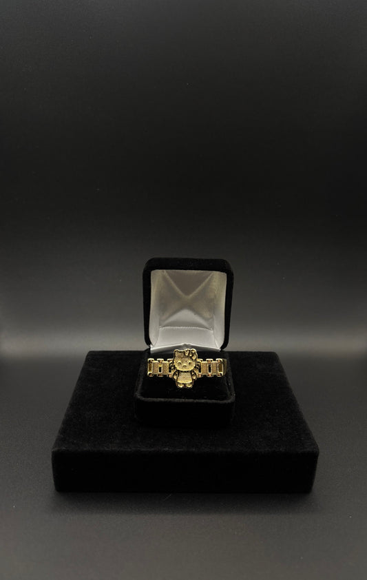 Women HK Double Finger Ring 14k Gold Plated