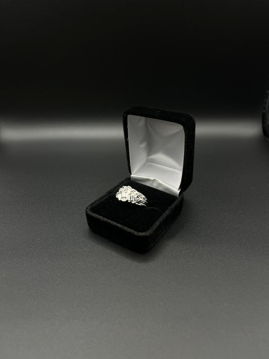 Men Round Nugget Ring 925. Silver