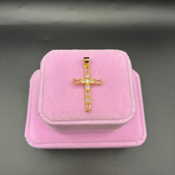 Women pink & white cross pendant 14k gold plated