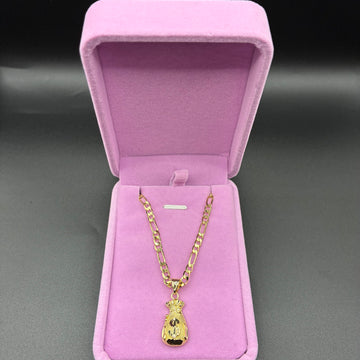Women money bag pendant and chain 14k gold plated