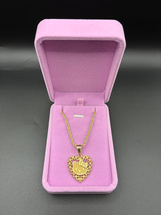 Women HK Rolex Heart Chain & Pendant 14k Gold Plated