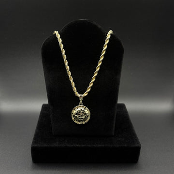 Men Rope 22inch chain with world is yours pendant 14k Gold Plated