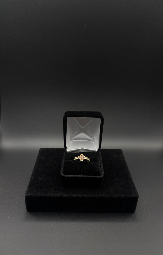 Women Pink Clover 14k Gold Plated Ring