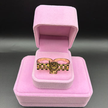 Women HK gun double finger ring 14k gold plated ￼