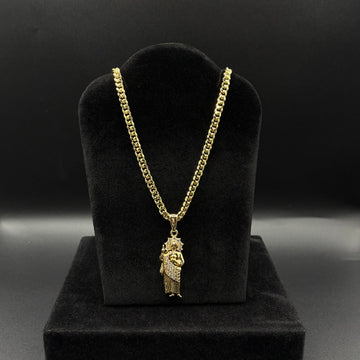 Men Miami Cuban san judas pendant and Chain 14k gold plated