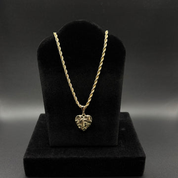 Women Heart Nugget Pendant & Chain 14k Gold Plated