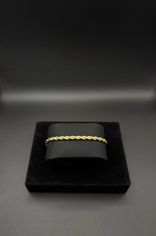 Men Rope 7mm Bracelet 14k Gold Plated