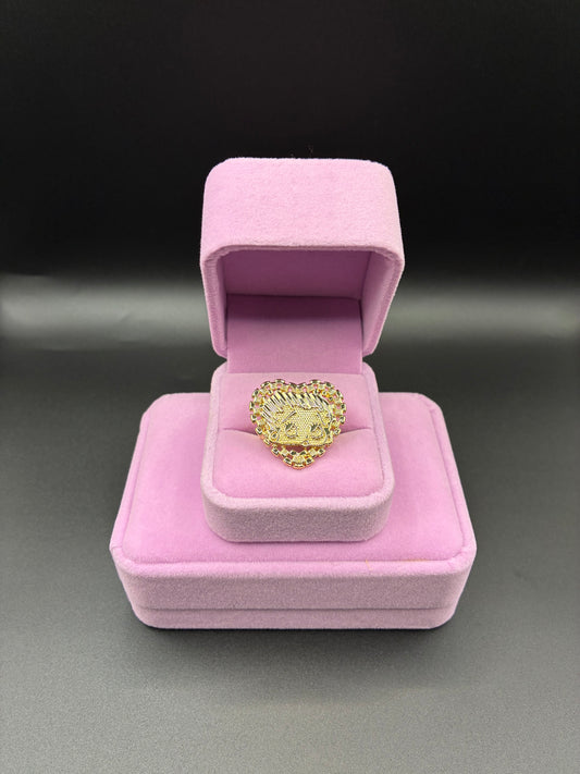 Women betty boop Rolex heart ring 14k gold plated