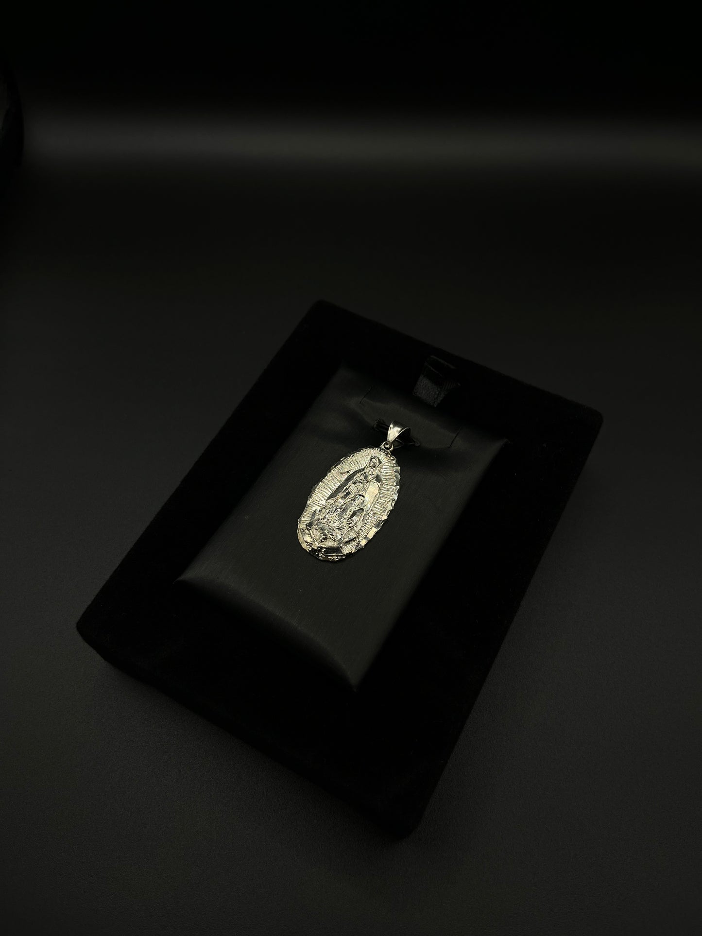 Men La Virgen De Guadalupe Pendant 925. Silver