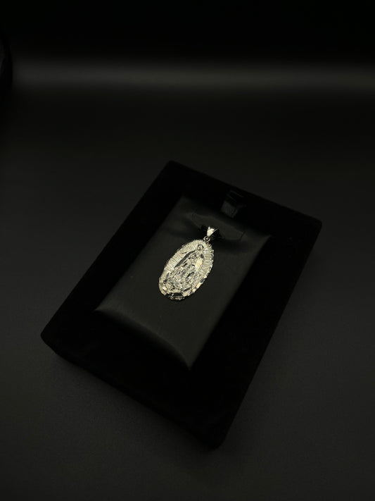Men La Virgen De Guadalupe Pendant 925. Silver