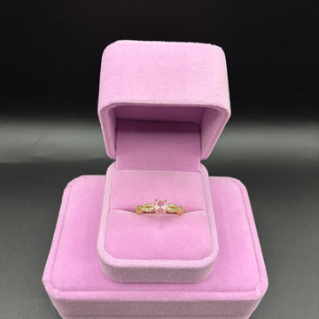 Women pink ring 14k gold plated
